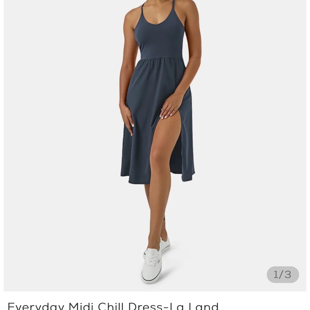 Halara Everyday Midi Chill Dress-La Land in color Insignia Blue. New with tags!